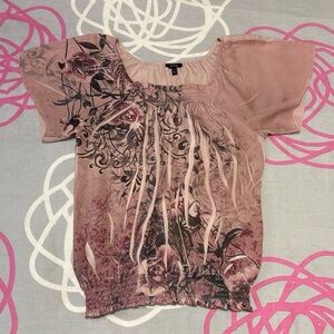 Apt. 9 Pink Blouse with Floral Details
